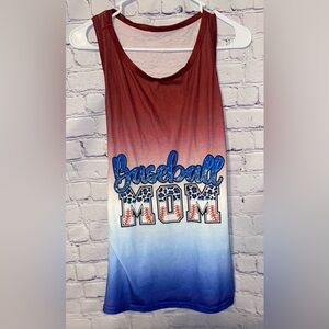 3/$20 Red and Blue Baseball Mom Tank Top